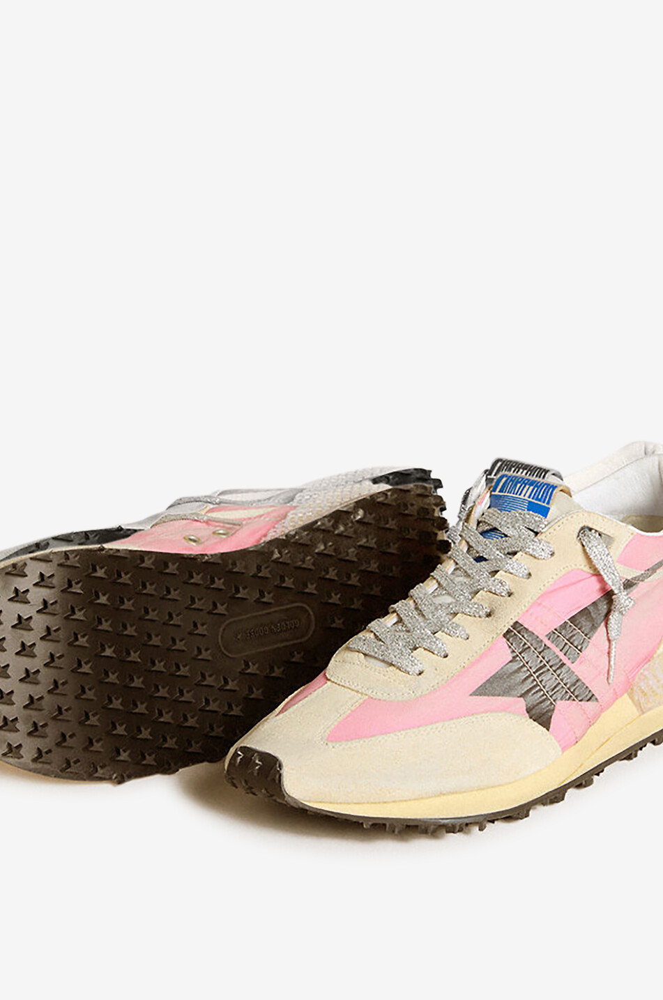 GOLDEN GOOSE Baskets basses en nylon et daim Running Marathon M2000 Femme ROSE CLAIR 4