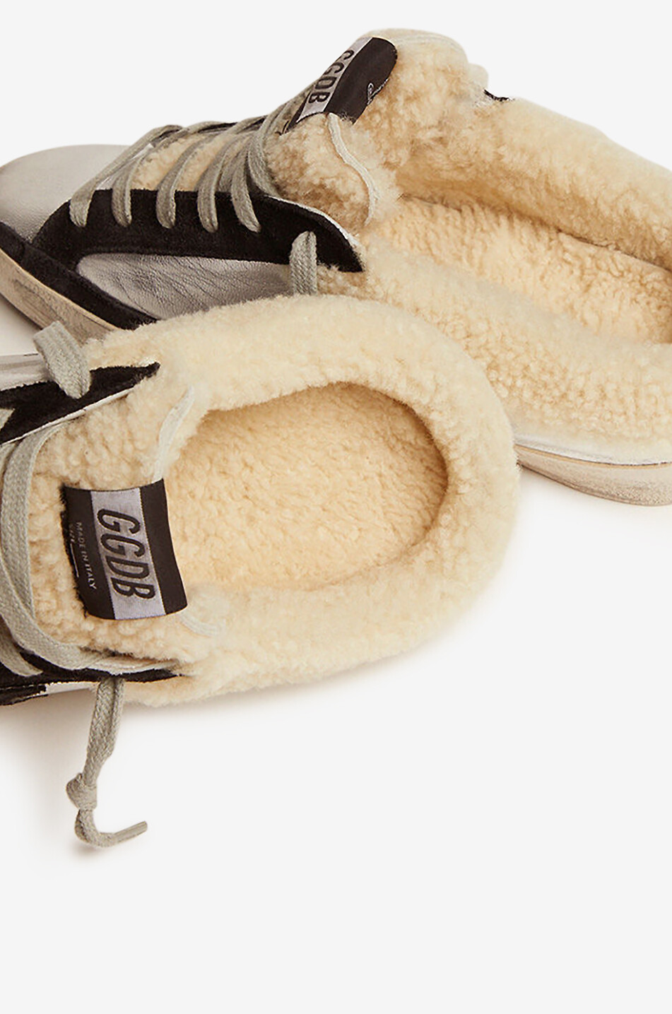 GOLDEN GOOSE Sneaker-Clogs aus Metallic-Leder und Wildleder Super-Star Sabot Damen SCHWARZ 6