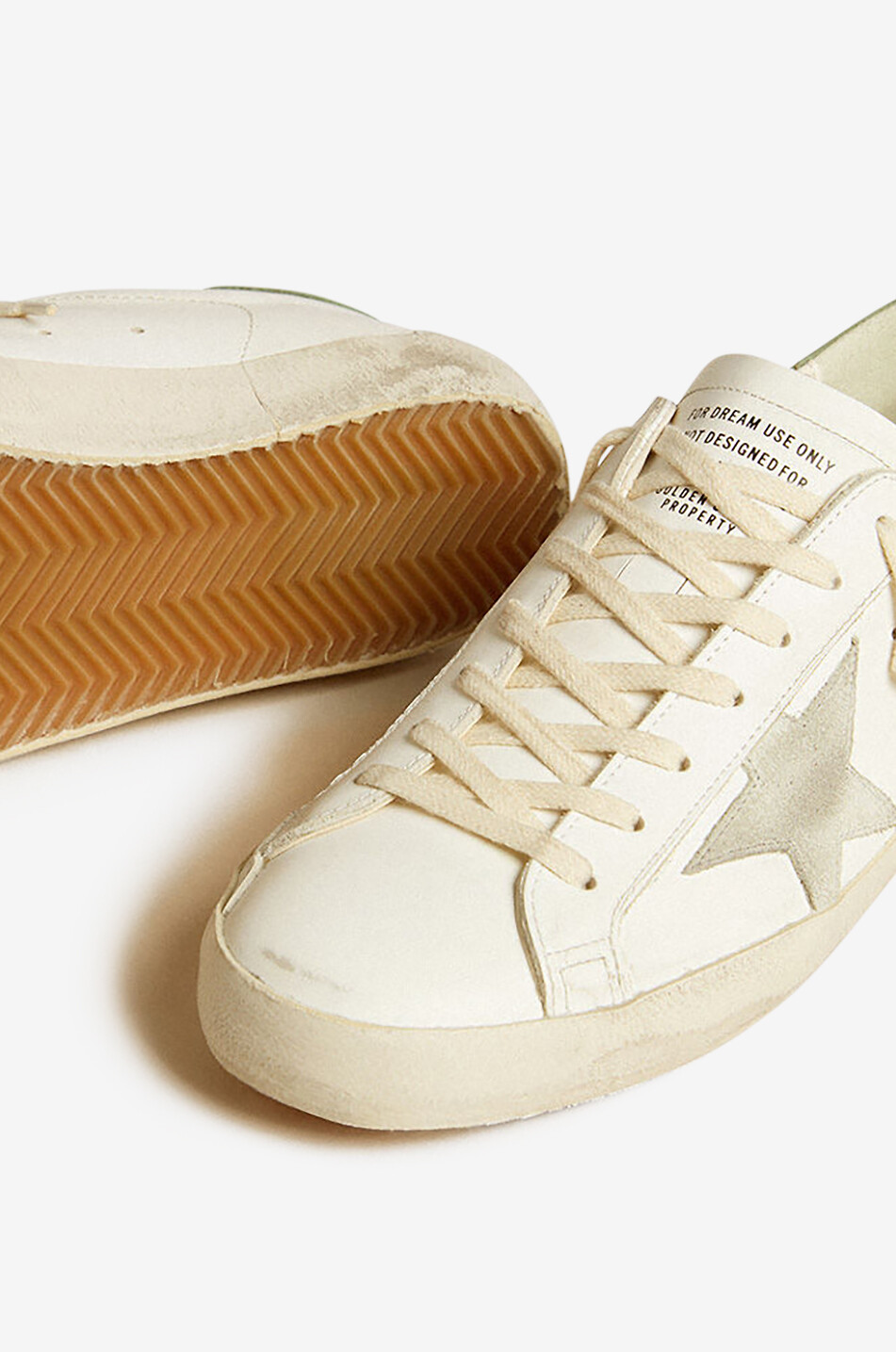 Baskets basses à lacets vieillies en cuir lisse Super-Star