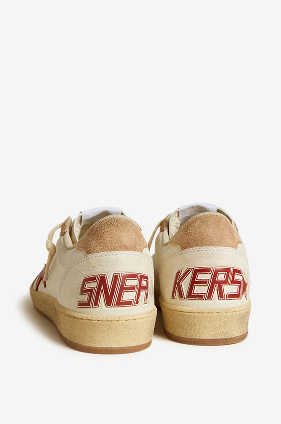 GOLDEN GOOSE Ball Star low-top distressed nappa and suede sneakers Women RED 3