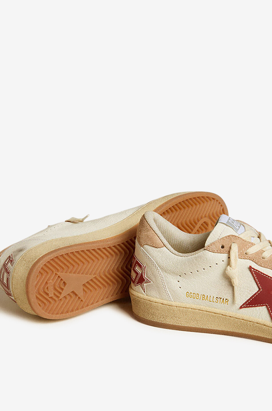 GOLDEN GOOSE Ball Star low-top distressed nappa and suede sneakers Women RED 4