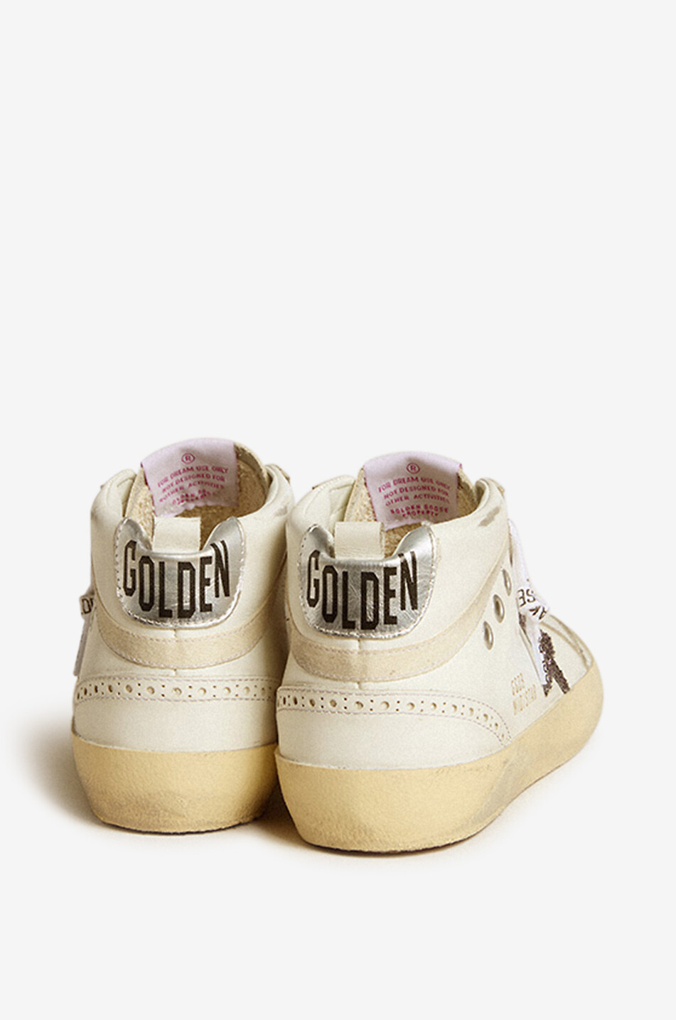 GOLDEN GOOSE Hohe Leder- und Glitter-Sneakers Mid Star Damen DUNKELROT 3