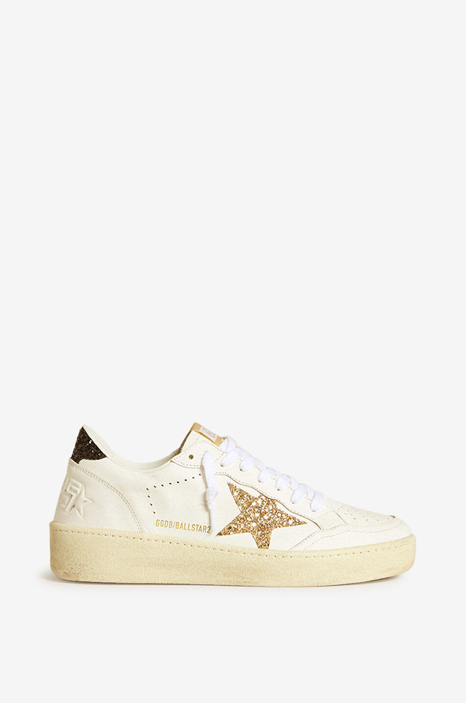 GOLDEN GOOSE Baskets vieillies en cuir à étoile paillettée Ballstar 2 Femme DORE 1