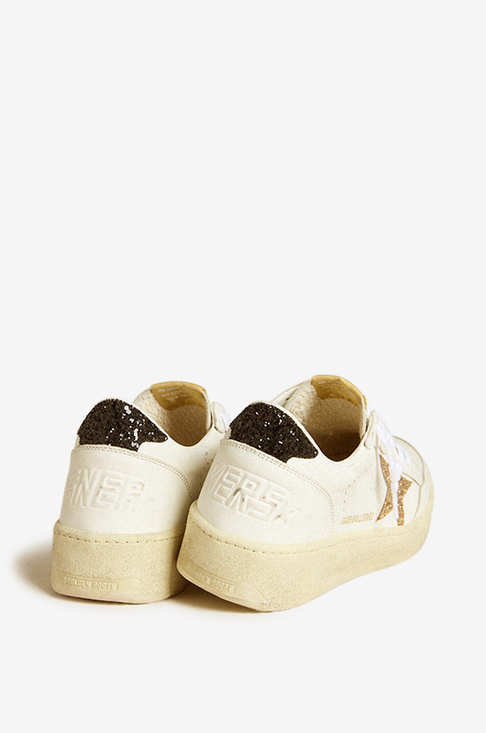 GOLDEN GOOSE Baskets vieillies en cuir à étoile paillettée Ballstar 2 Femme DORE 3