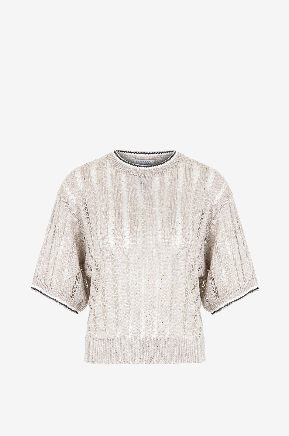 Dazzling Ribbed Net linen and sequin jumper