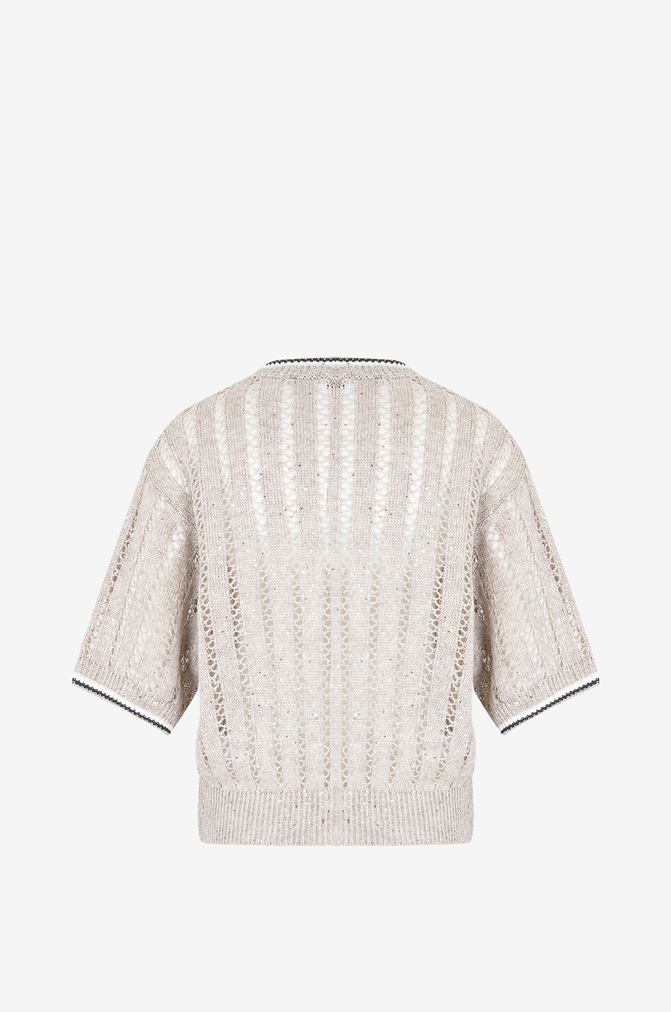 Dazzling Ribbed Net linen and sequin jumper