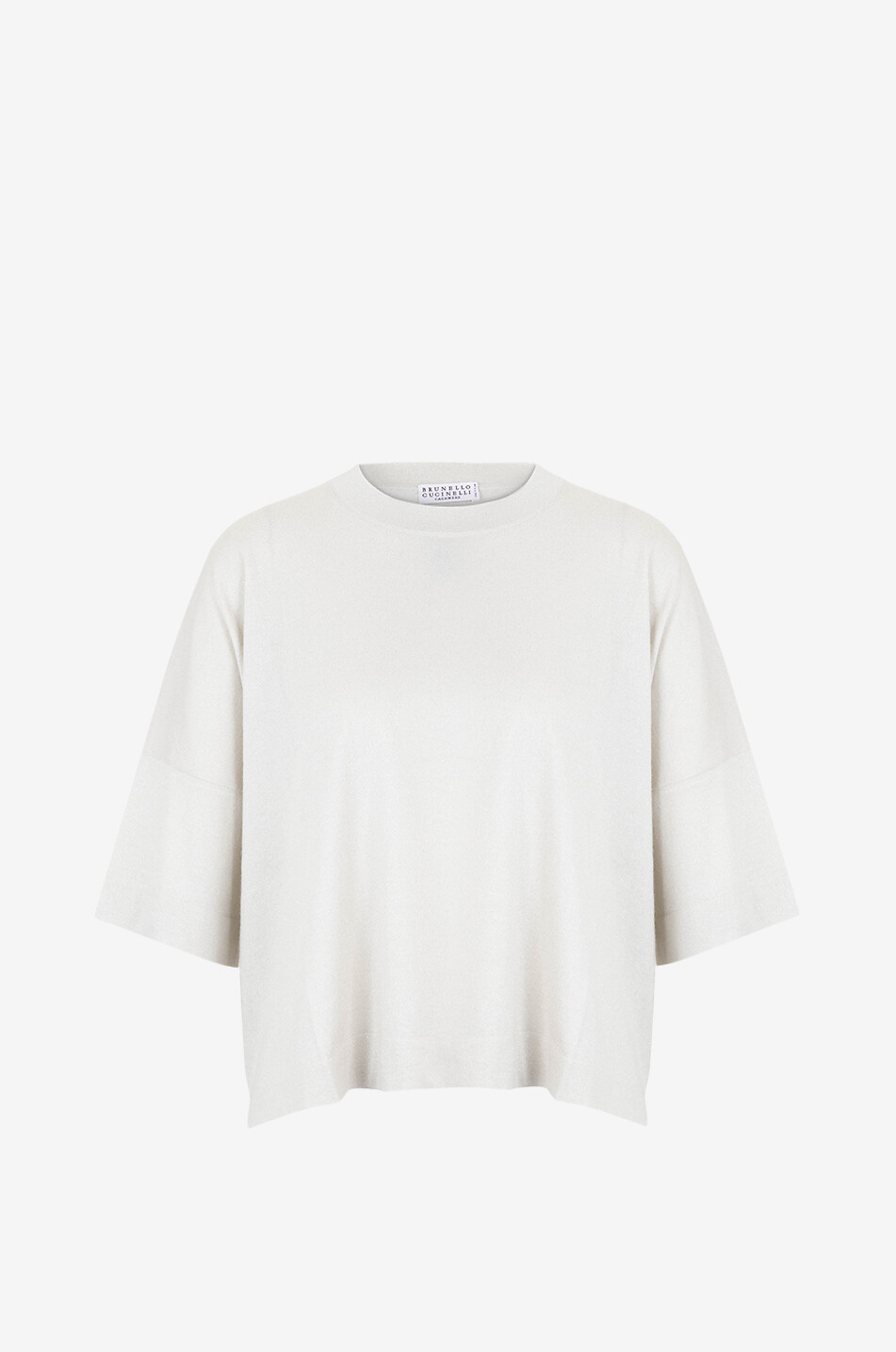 Glitzernder Feinstrick-Boxy-Kurzarm-Pullover aus Kaschmir