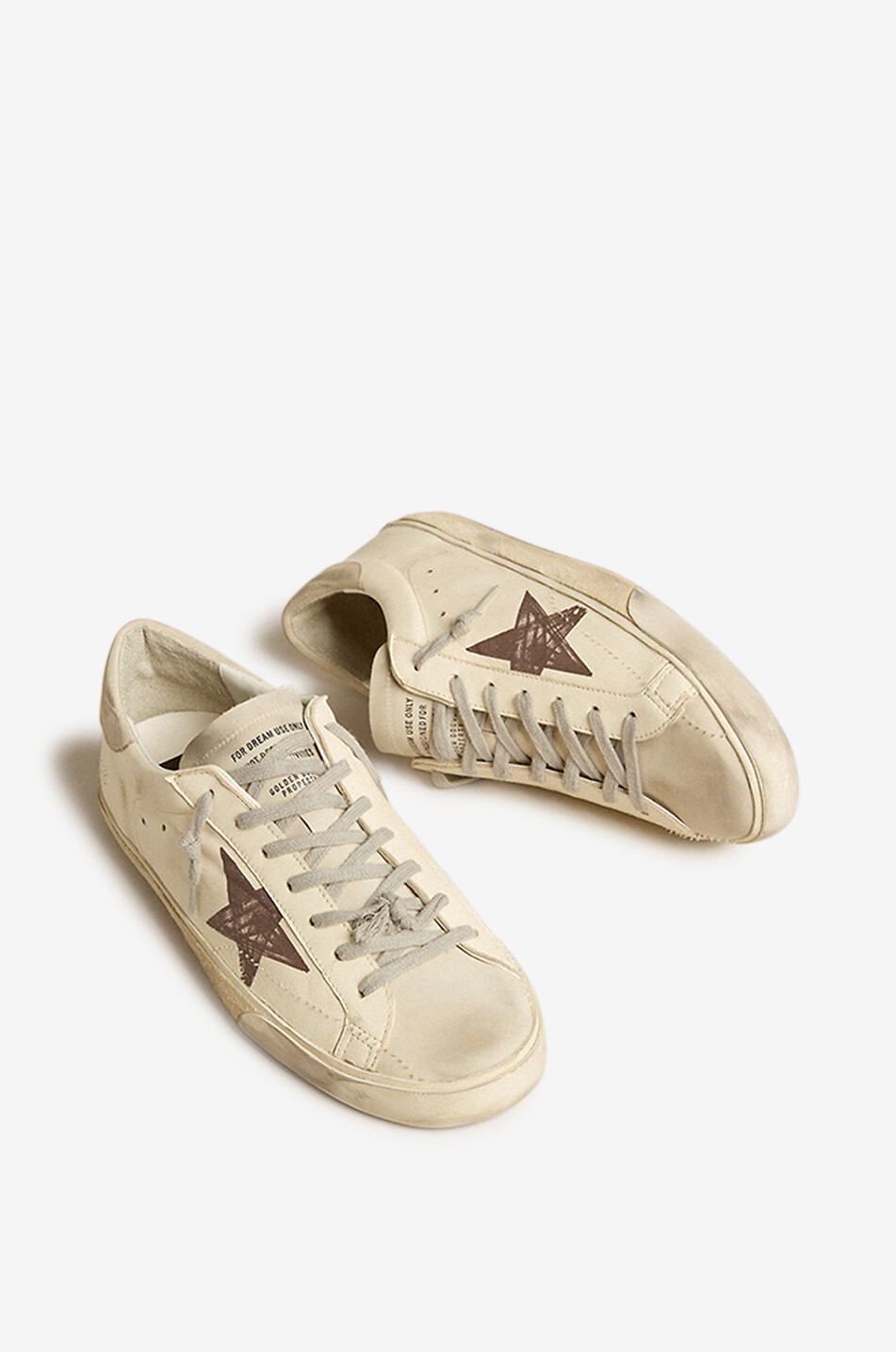 GOLDEN GOOSE Niedrige Schnürsneakers aus Nappaleder mit Stern-Print Super-Star Herren CREMEFARBEN 5