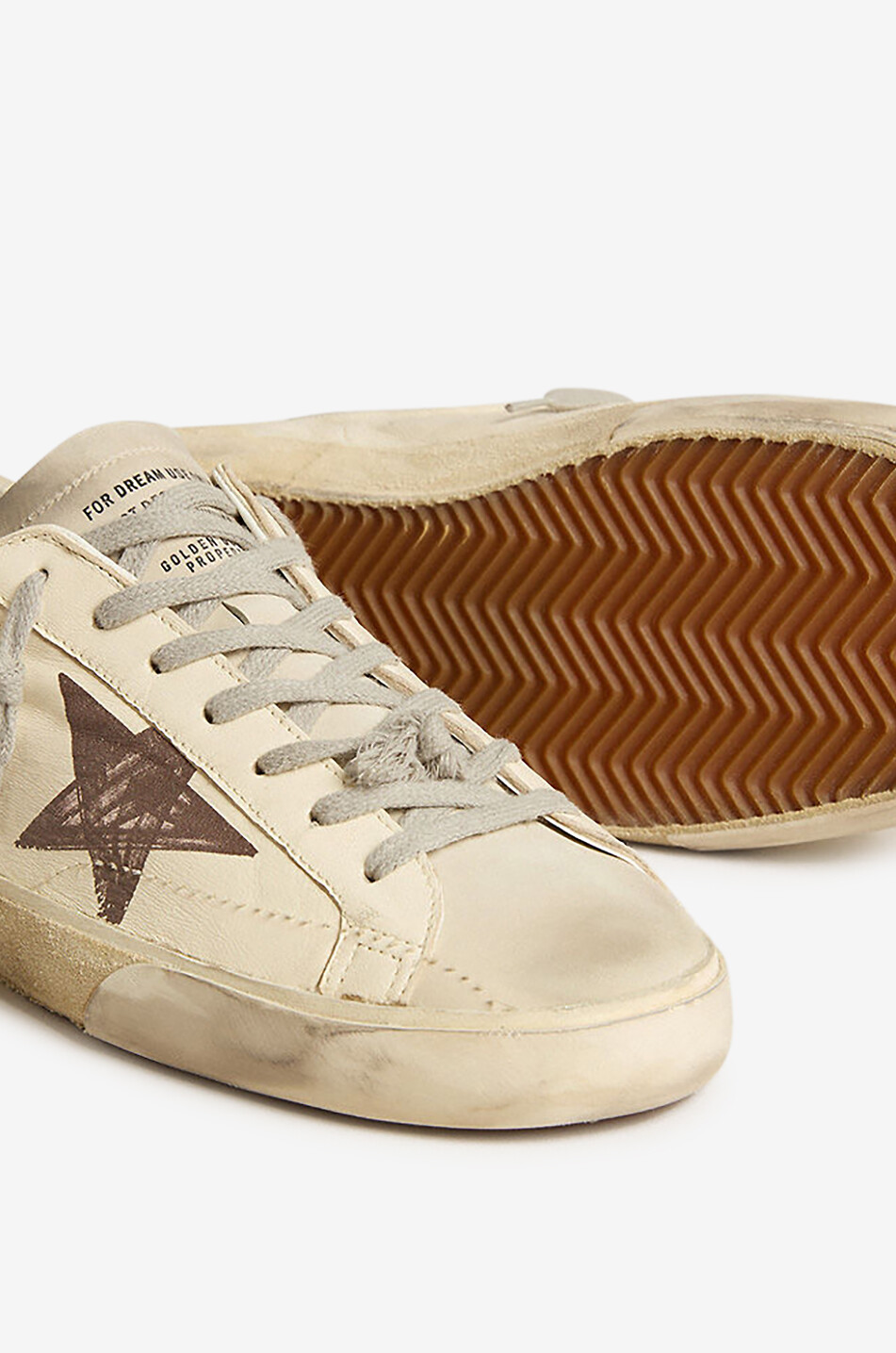 GOLDEN GOOSE Niedrige Schnürsneakers aus Nappaleder mit Stern-Print Super-Star Herren CREMEFARBEN 7