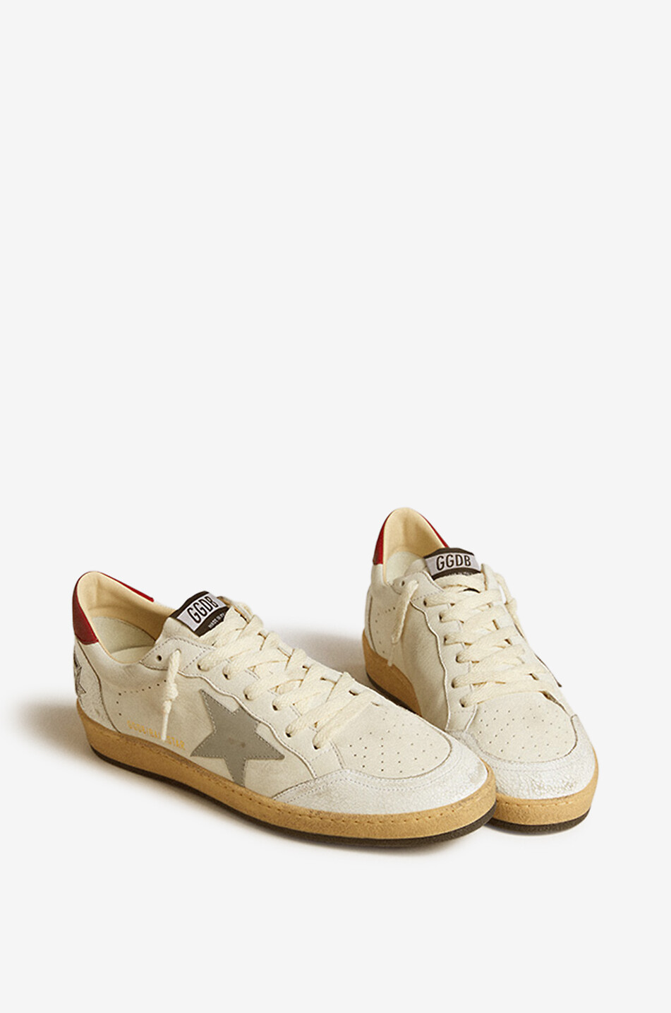 GOLDEN GOOSE Ball Star distressed nappa leather low-top sneakers Men EGGSHELL 2