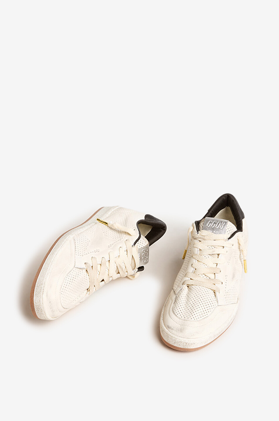 GOLDEN GOOSE Baskets basses en cuir nappa perforé HF Ball Star Homme BLANC 2