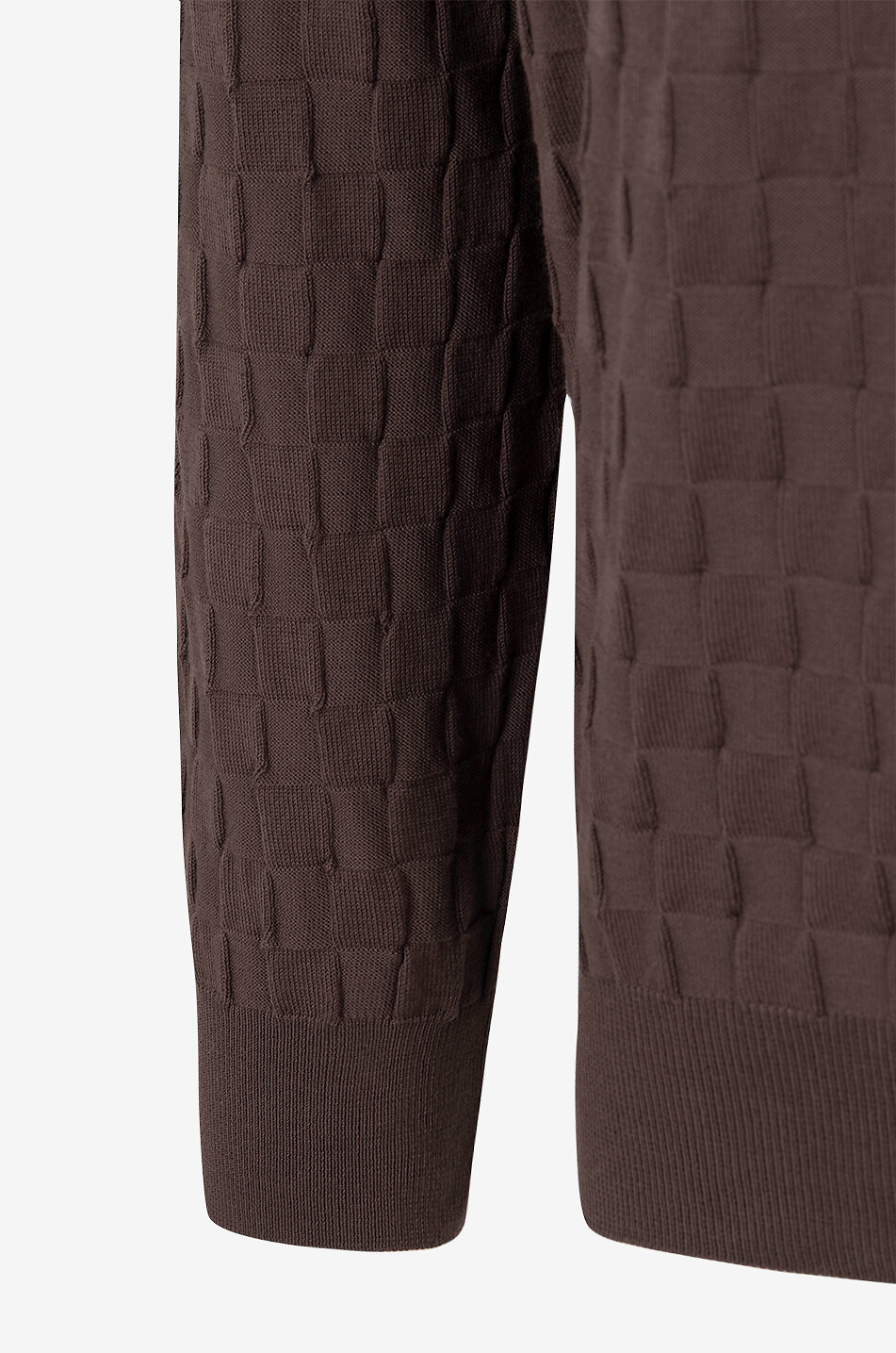 GRAN SASSO Pull à col rond en coton motif damier Homme MARRON MOYEN 3