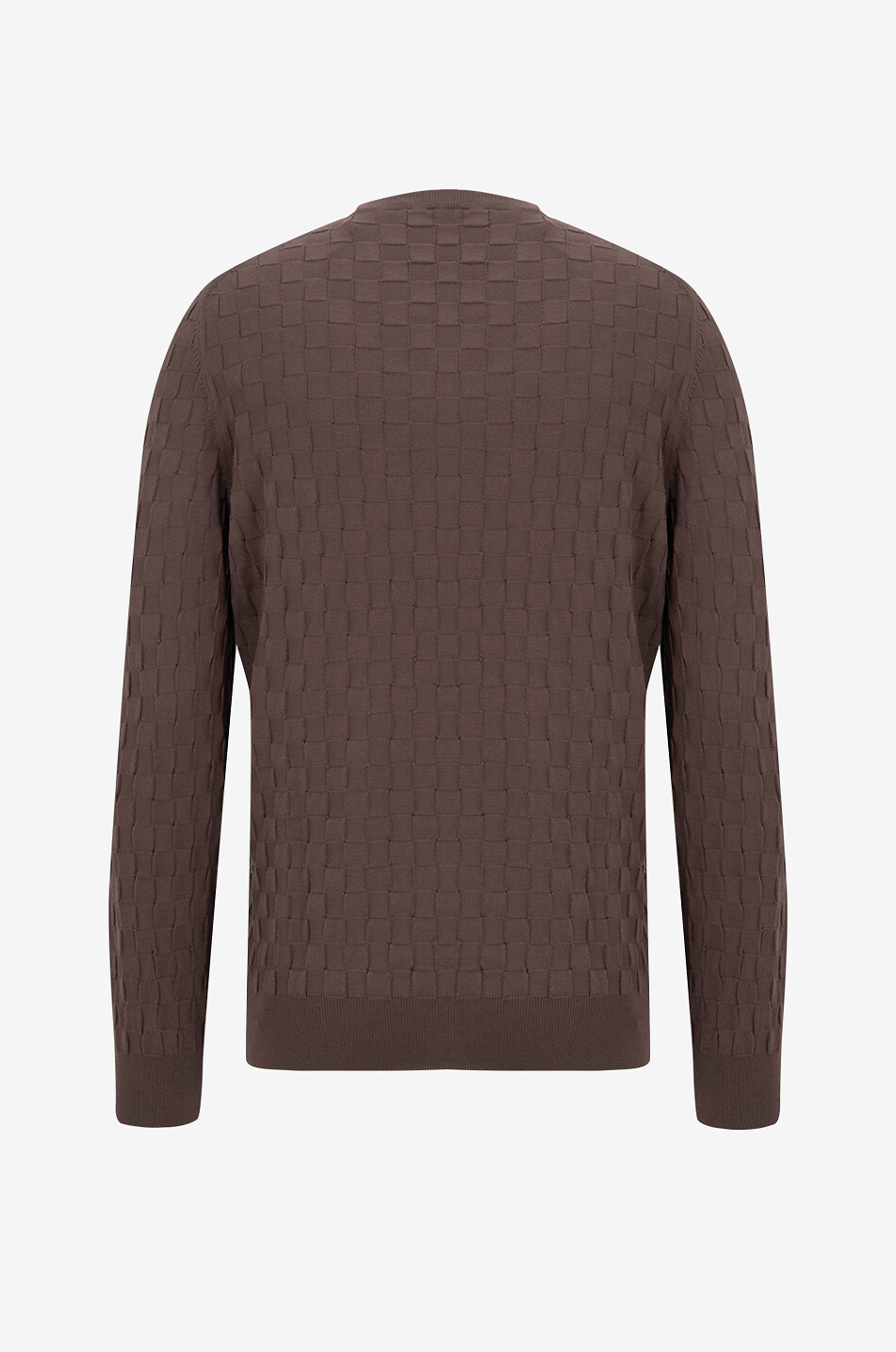 GRAN SASSO Pull à col rond en coton motif damier Homme MARRON MOYEN 2