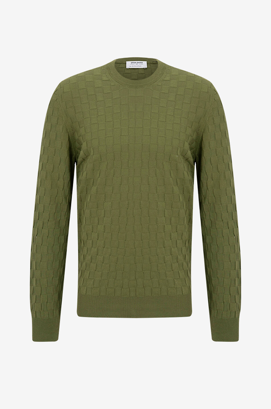 Rundhalspullover aus Baumwolle mit Schachbrettmuster