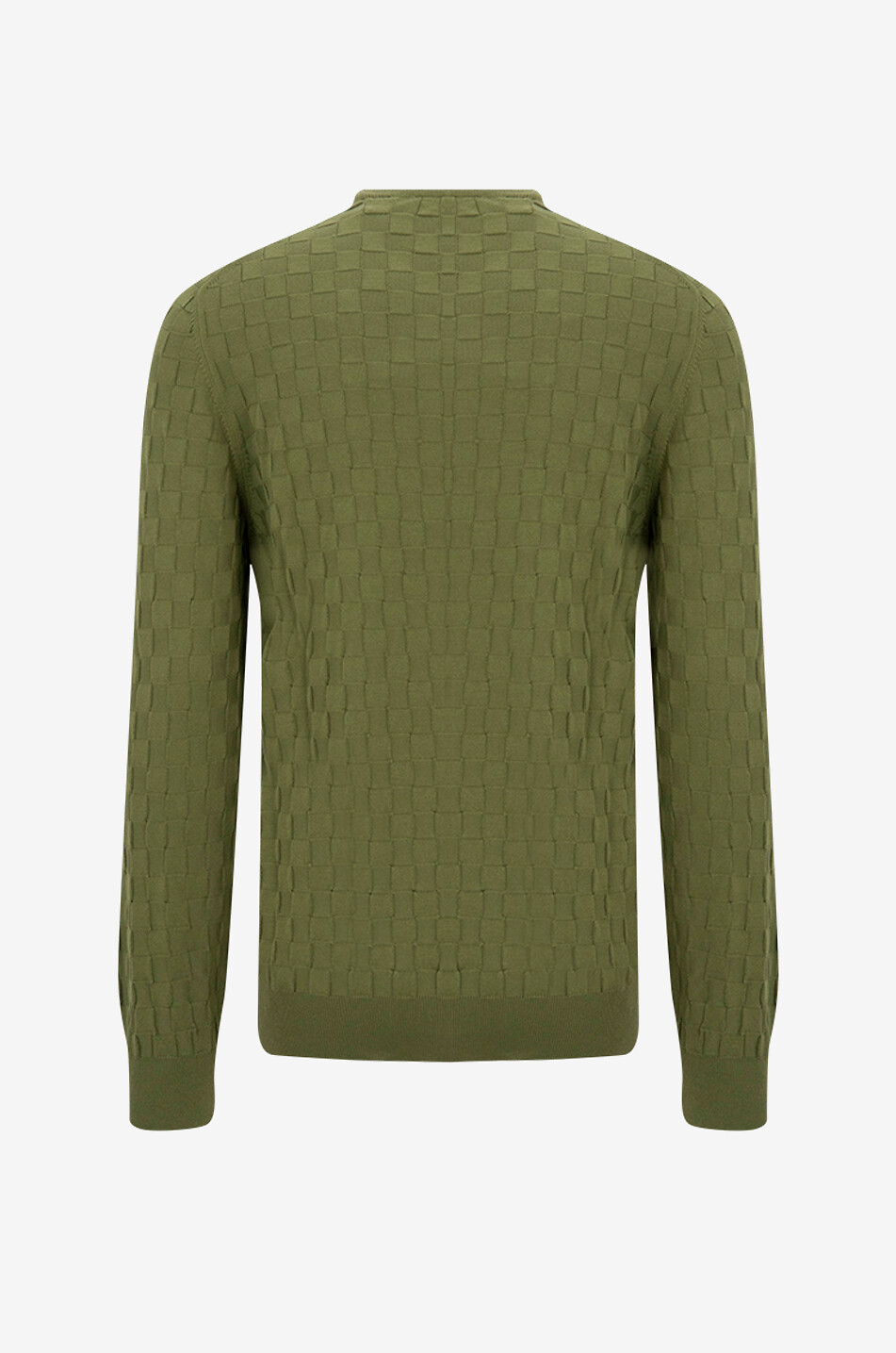 GRAN SASSO Pull à col rond en coton motif damier Homme VERT MOYEN 2