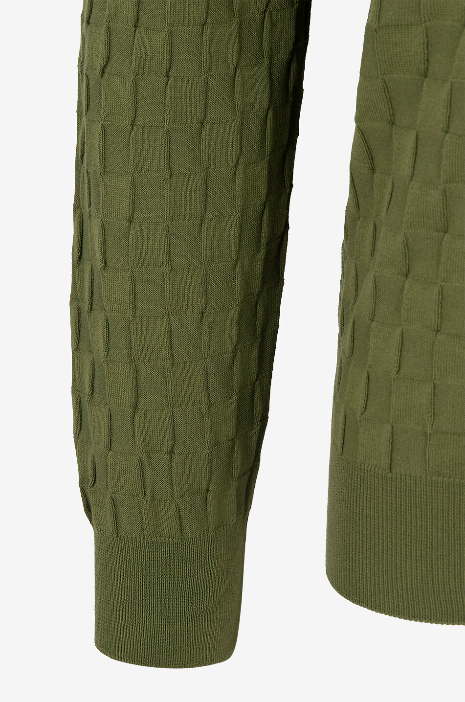 GRAN SASSO Pull à col rond en coton motif damier Homme VERT MOYEN 3