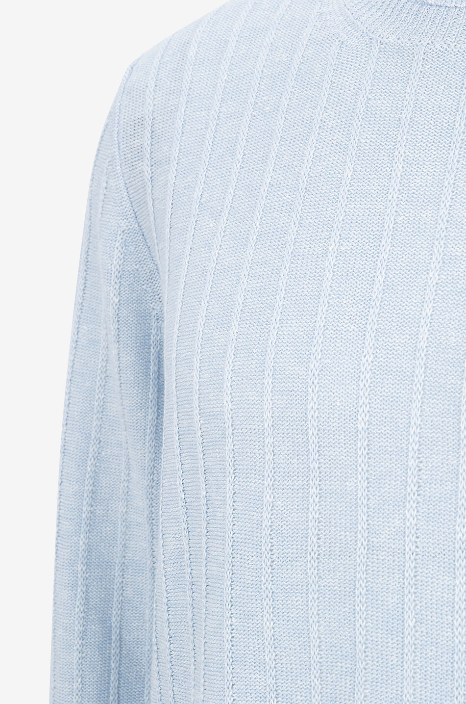 GRAN SASSO Pull côtelé à col rond en lin et coton Homme BLEU CLAIR 3