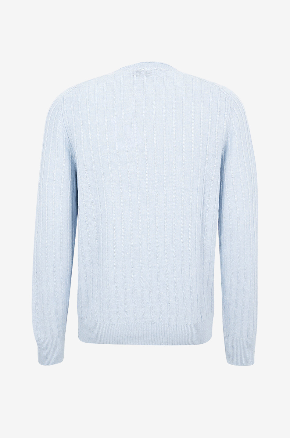 GRAN SASSO Pull côtelé à col rond en lin et coton Homme BLEU CLAIR 2