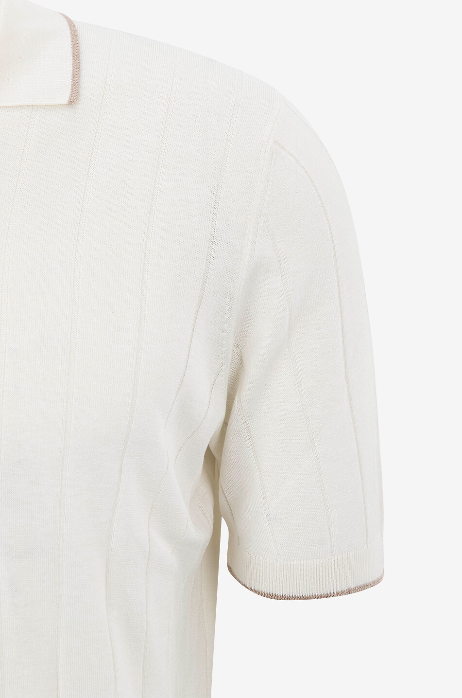 GRAN SASSO Polo à manches courtes en maille fine côtelée de soie Homme BLANC CASSE 3