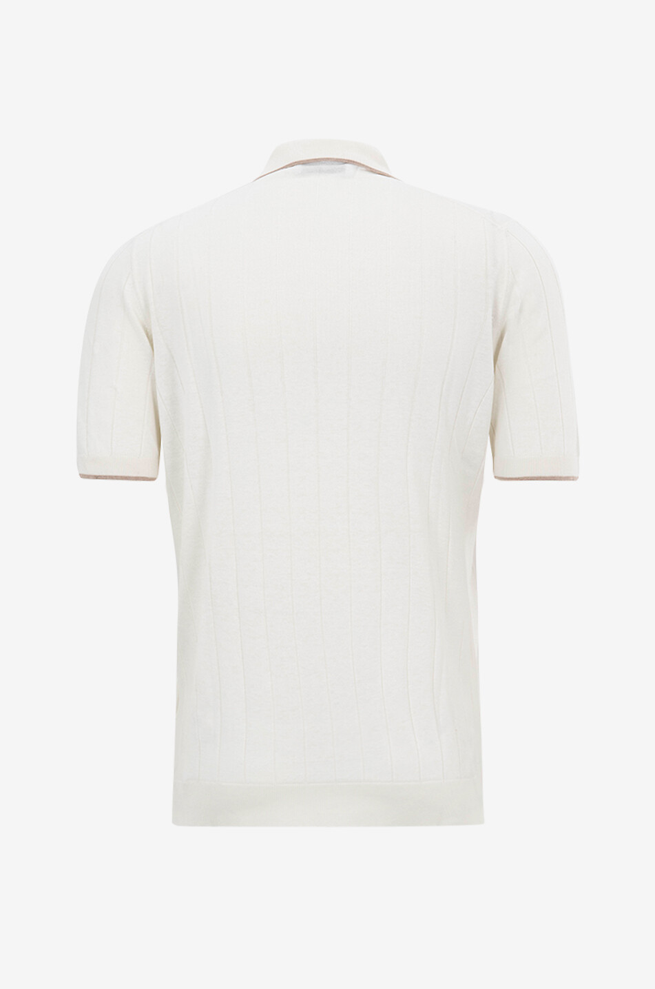 GRAN SASSO Polo à manches courtes en maille fine côtelée de soie Homme BLANC CASSE 2