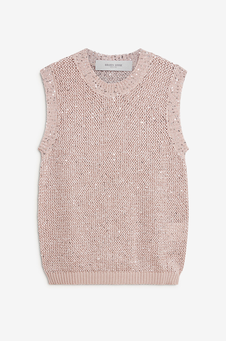 Sequin-adorned sleeveless knit jumper