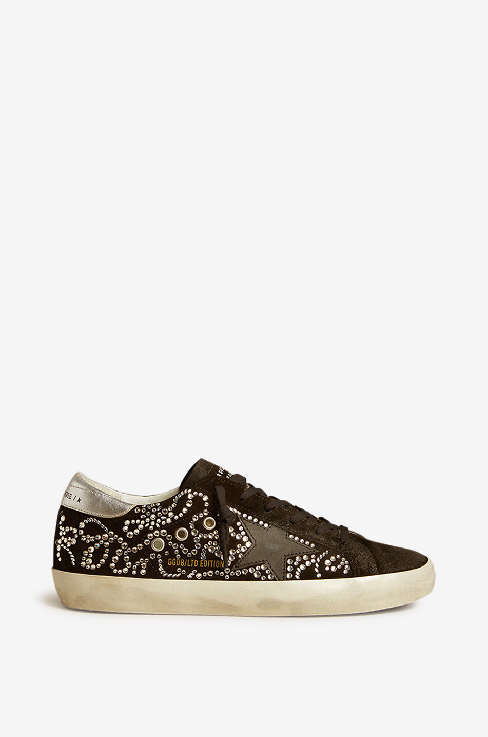 GOLDEN GOOSE Super-Star crystal-clad suede low-top sneakers Women BLACK 1