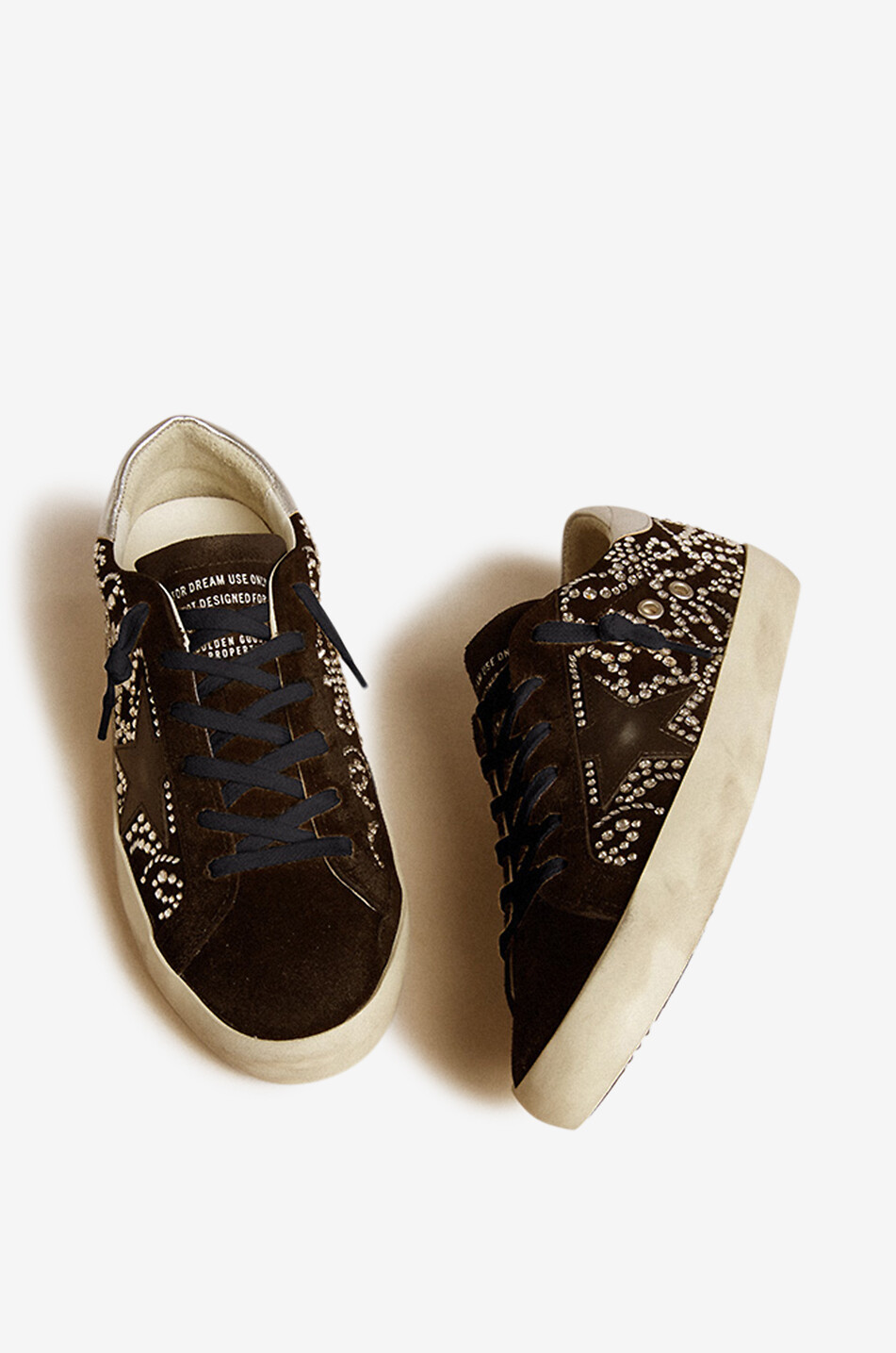 GOLDEN GOOSE Super-Star crystal-clad suede low-top sneakers Women BLACK 2