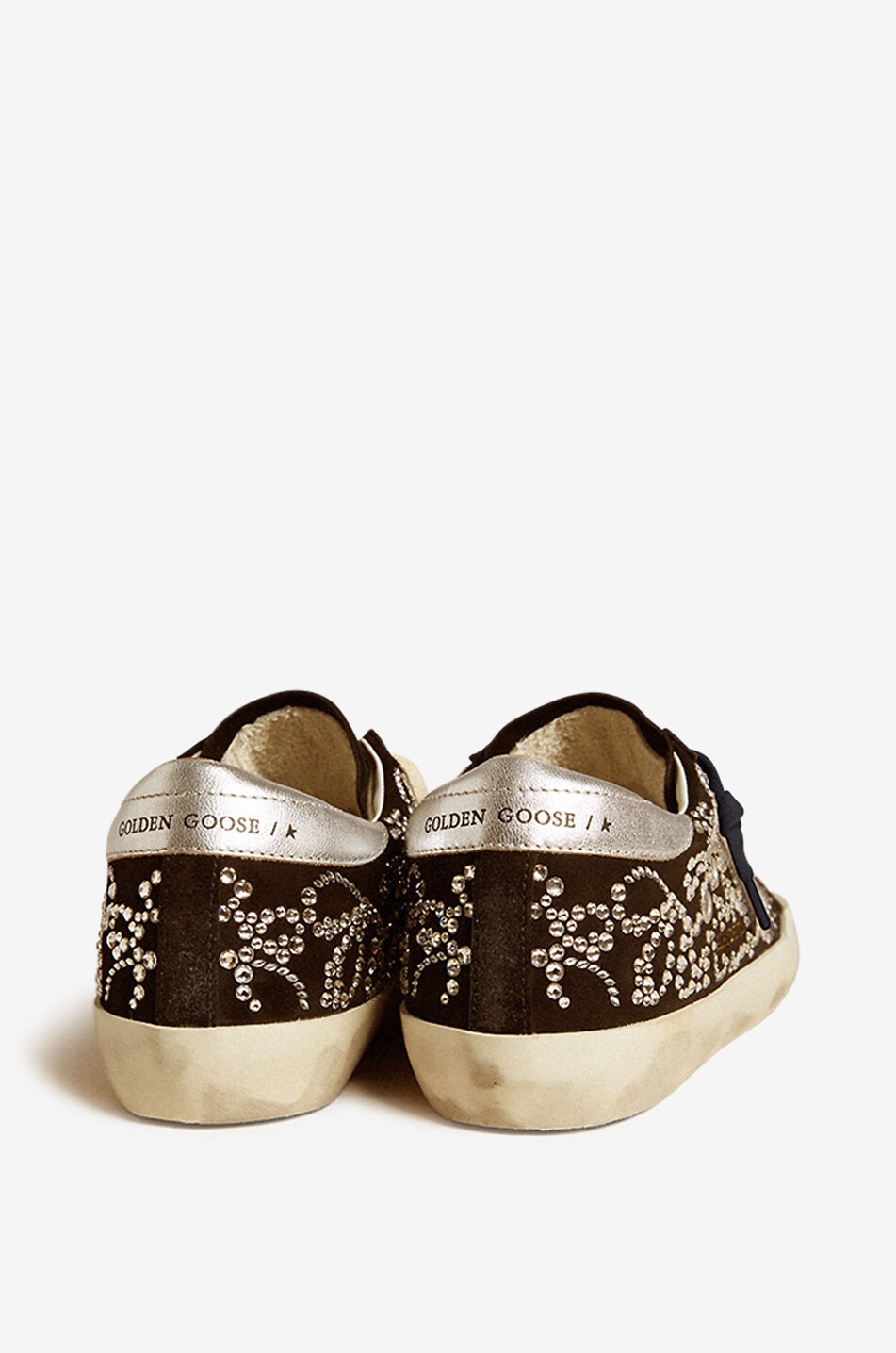 GOLDEN GOOSE Super-Star crystal-clad suede low-top sneakers Women BLACK 3