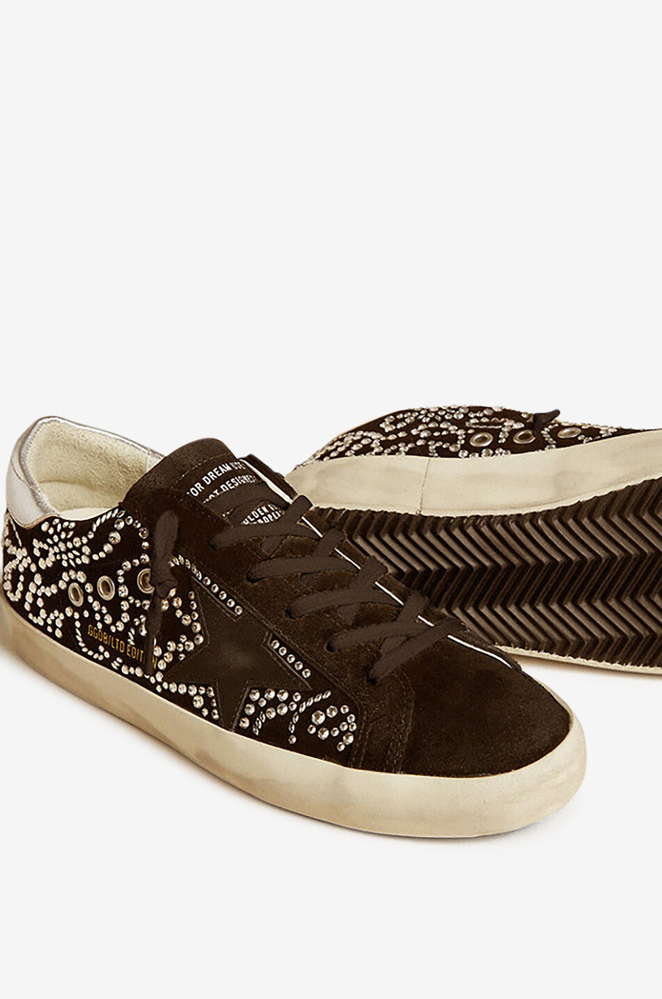 GOLDEN GOOSE Super-Star crystal-clad suede low-top sneakers Women BLACK 4