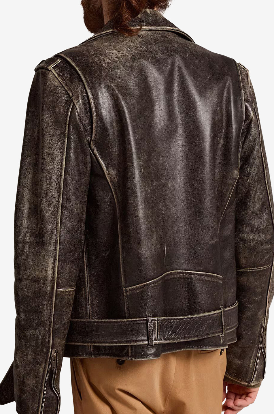 GOLDEN GOOSE Bikerjacke aus Leder im Used-Look Herren BLACK 3