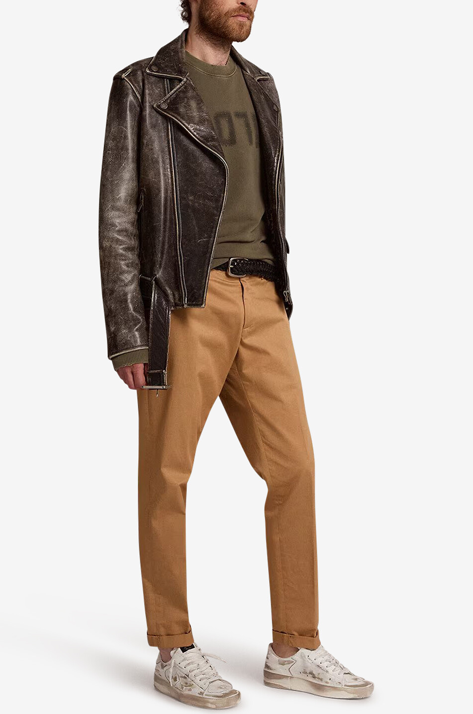 GOLDEN GOOSE Bikerjacke aus Leder im Used-Look Herren BLACK 4