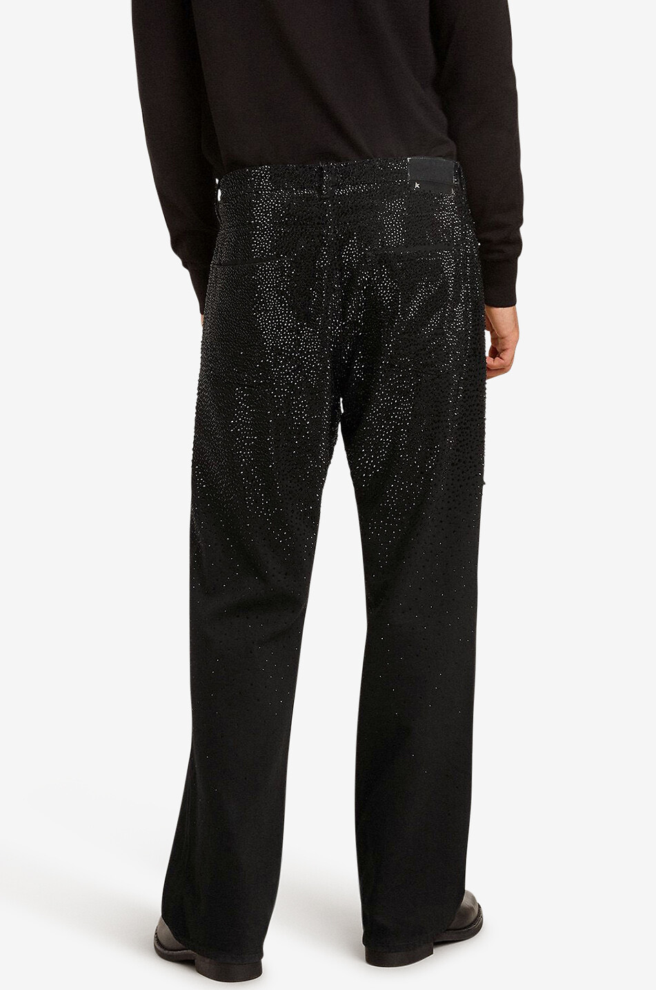 GOLDEN GOOSE Jean baggy déchiré à strass Skate Homme NOIR 3