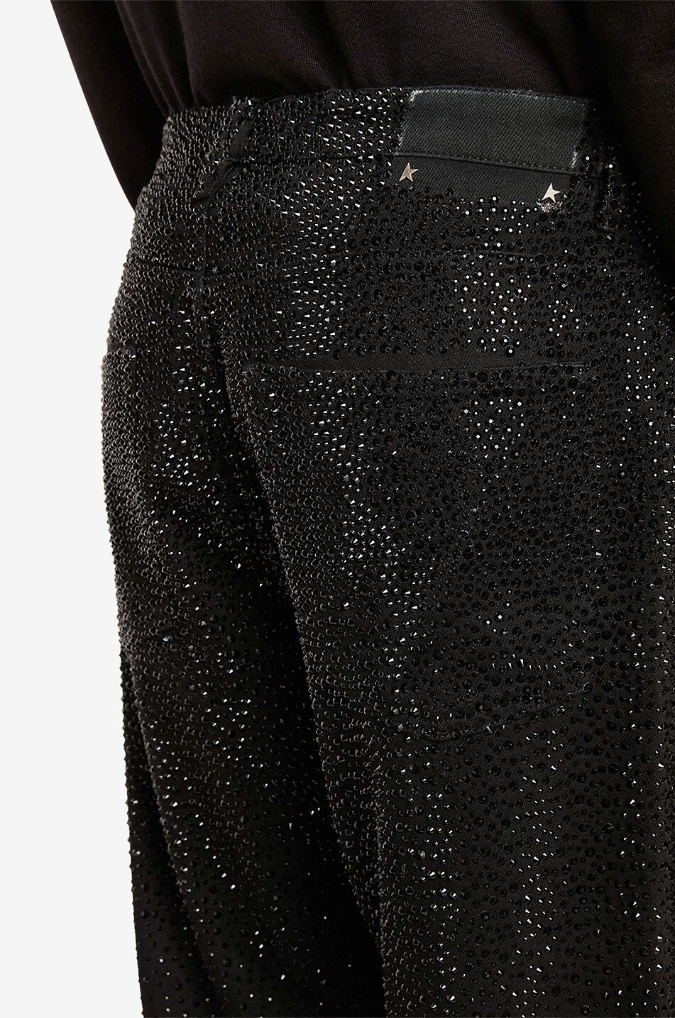 GOLDEN GOOSE Jean baggy déchiré à strass Skate Homme NOIR 4