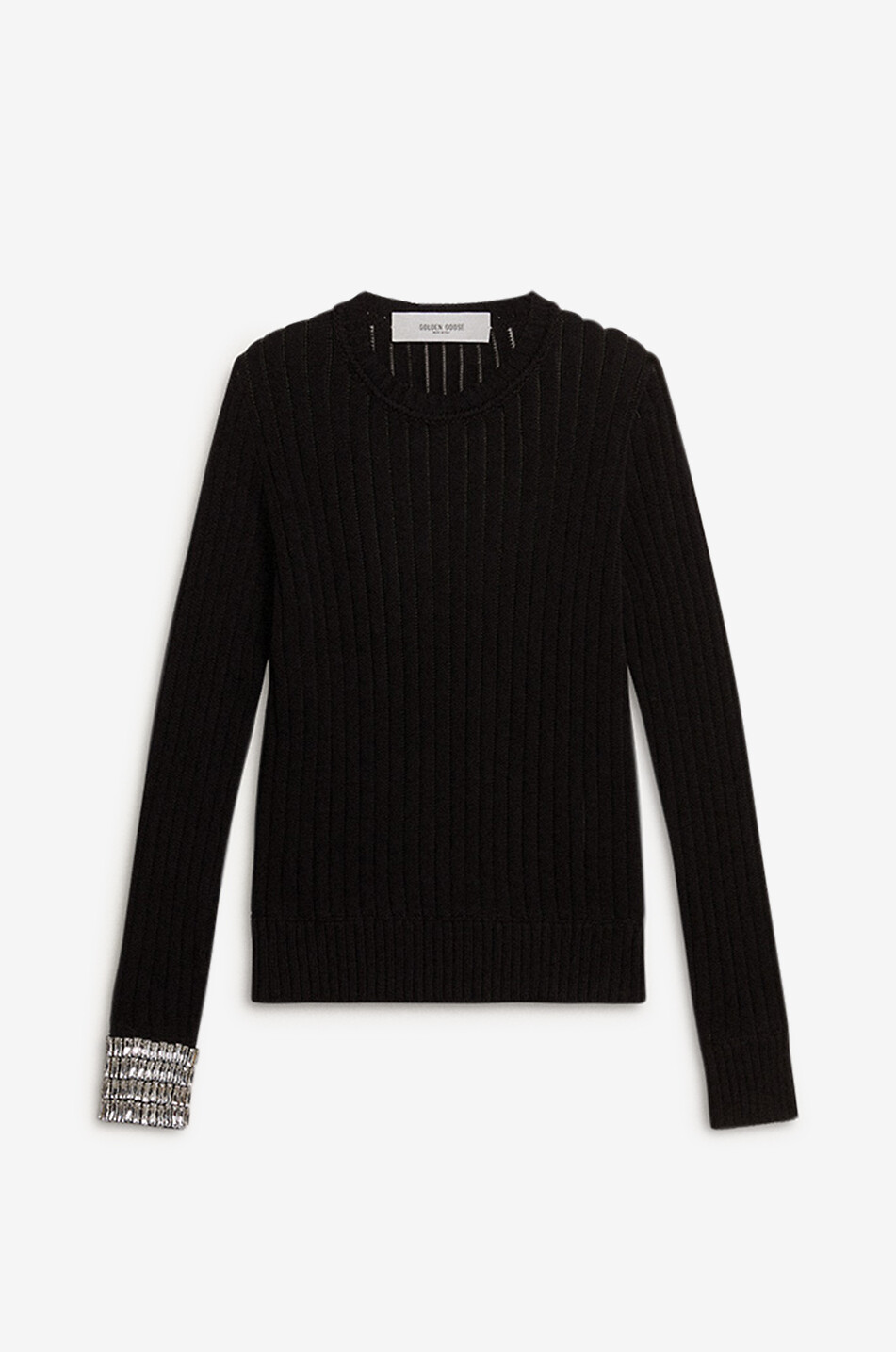 GOLDEN GOOSE Pullover mit Rundhalsausschnitt aus Baumwolle mit Kristallen Journey Damen SCHWARZ 1