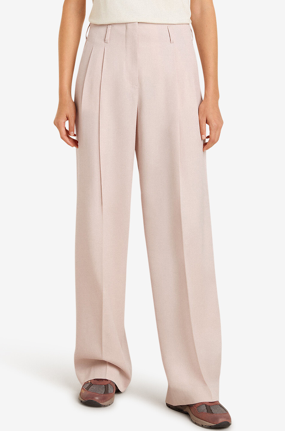 GOLDEN GOOSE Pantalon large à pinces en laine Flavia Femme ROSE 2
