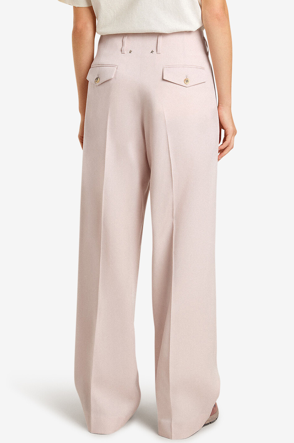 GOLDEN GOOSE Pantalon large à pinces en laine Flavia Femme ROSE 3