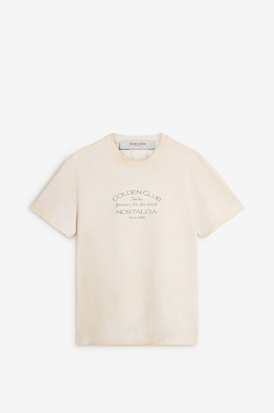 GOLDEN GOOSE T-shirt en coton vieilli imprimé Golden Club Homme BEIGE 1