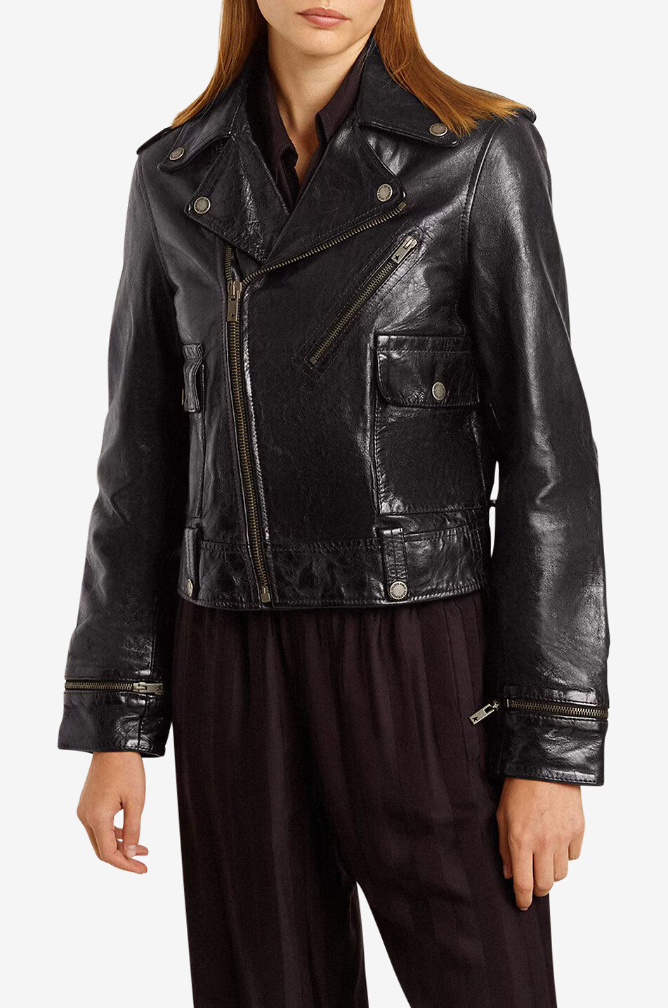 GOLDEN GOOSE Boxy-Bikerjacke aus Leder Journey Nevada Damen SCHWARZ 4