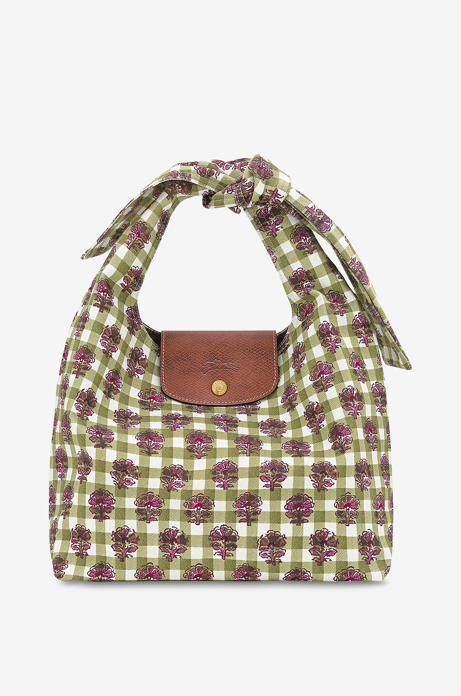 LONGCHAMP Le Pliage Collection M gingham canvas shoulder bag Women DARK GREEN 1
