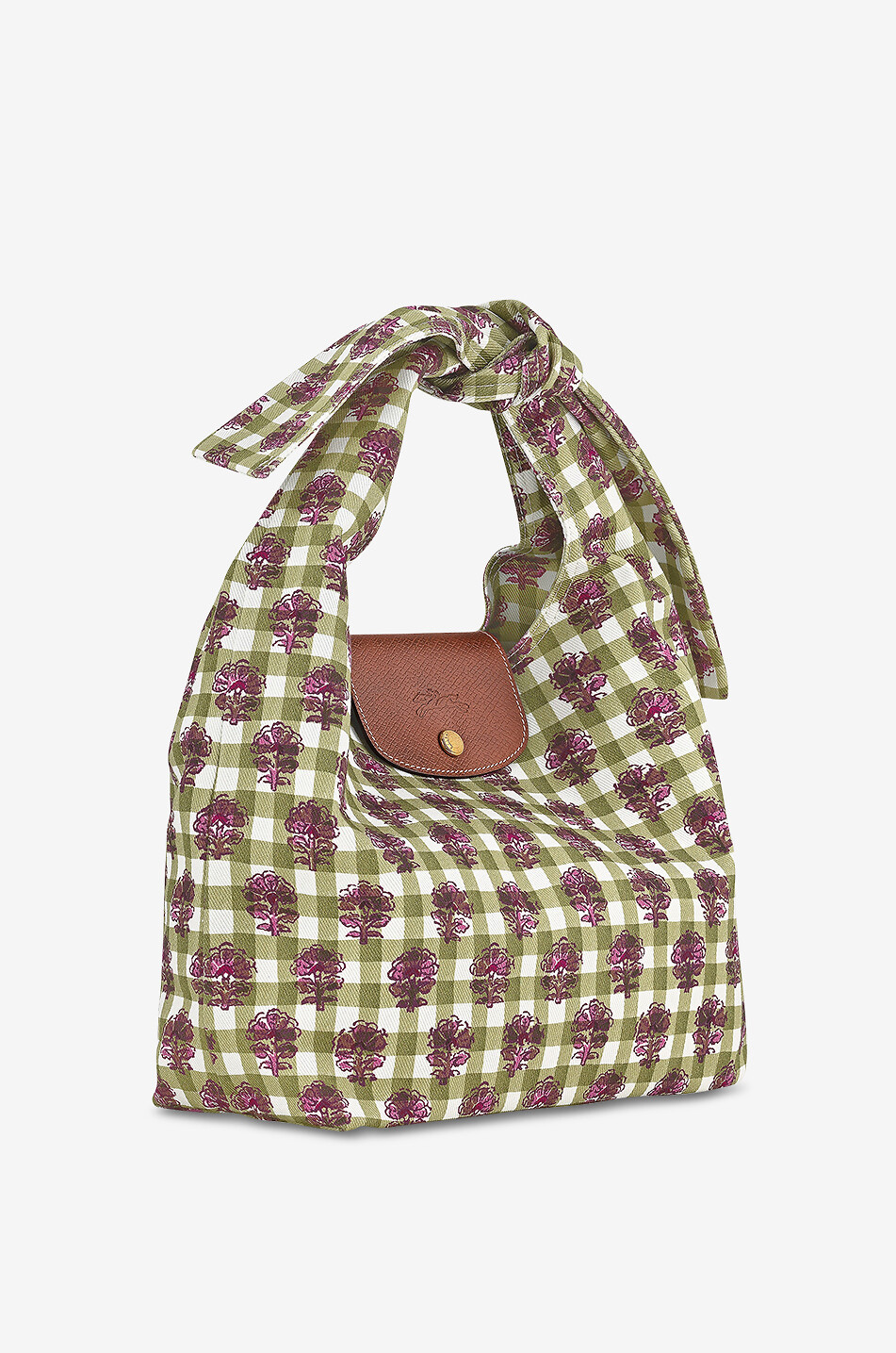 LONGCHAMP Le Pliage Collection M gingham canvas shoulder bag Women DARK GREEN 2