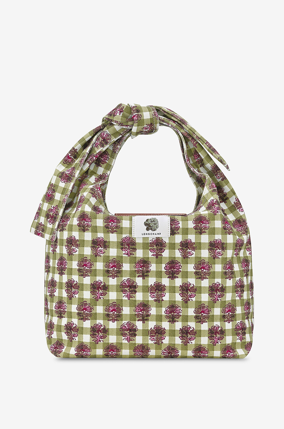 LONGCHAMP Le Pliage Collection M gingham canvas shoulder bag Women DARK GREEN 3