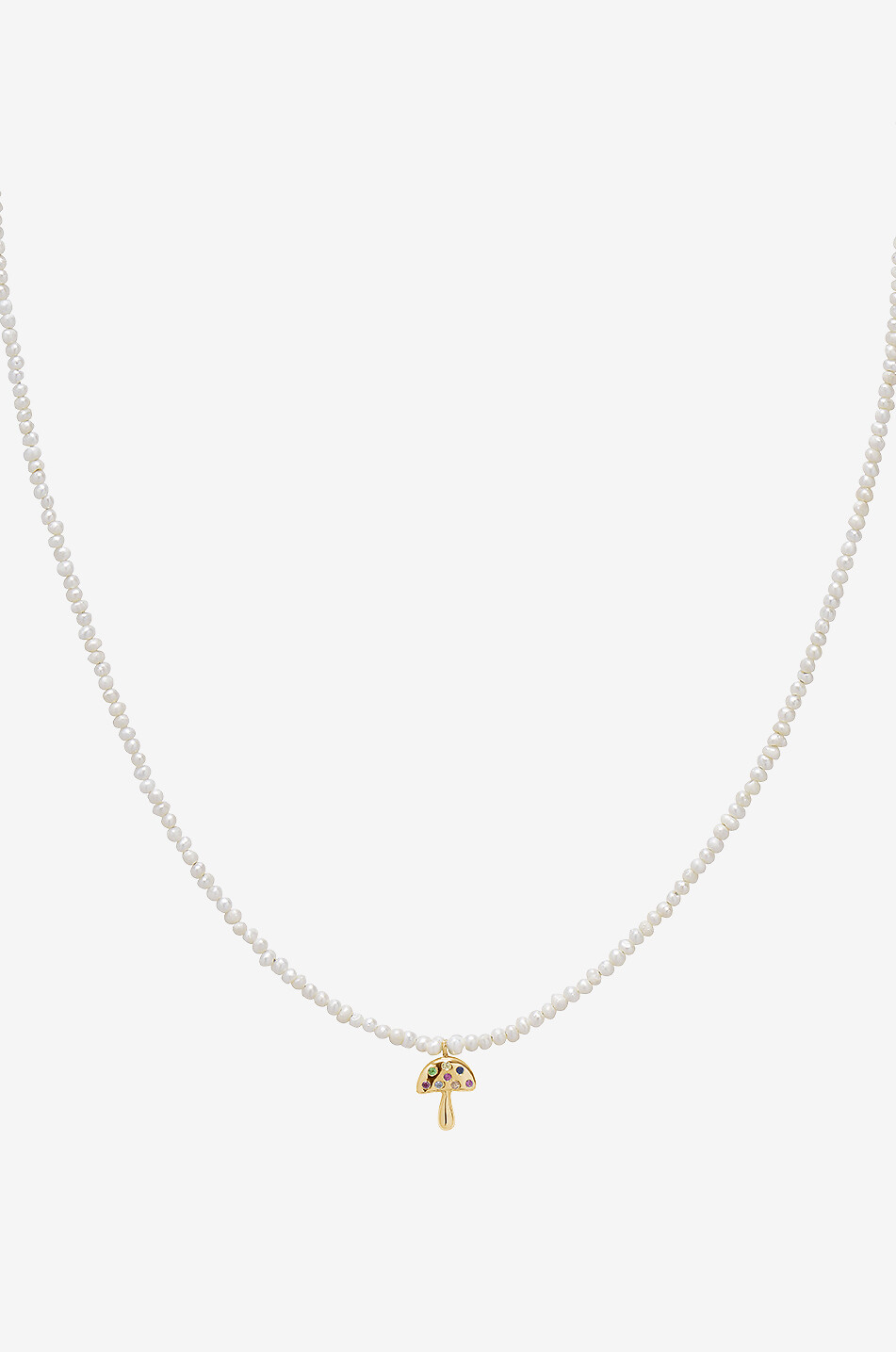 Collier de perles à pendentif champignon en or et saphirs Baby Potato