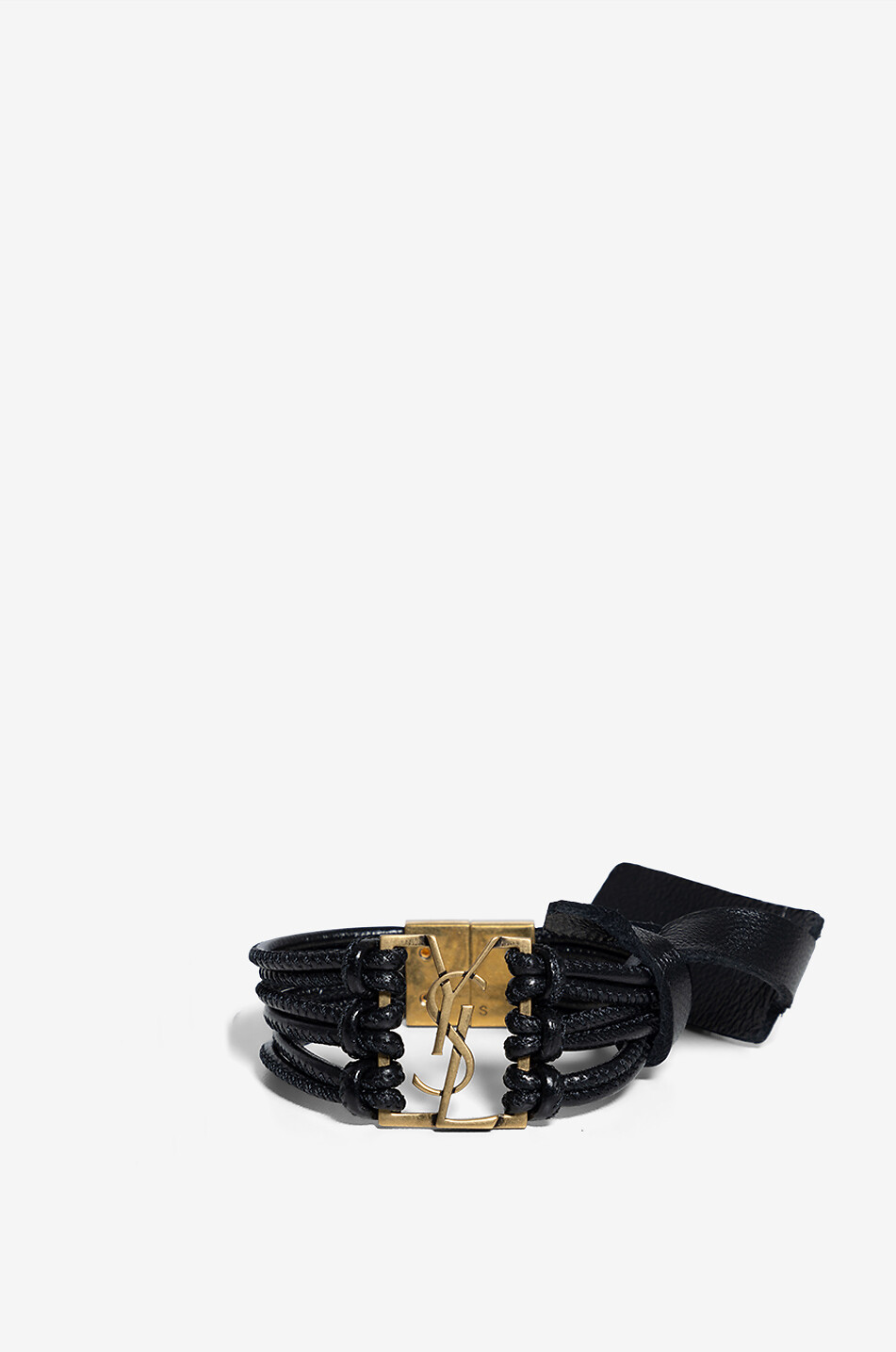 SAINT LAURENT PARIS Babylone multi cord leather bracelet Women BLACK 1
