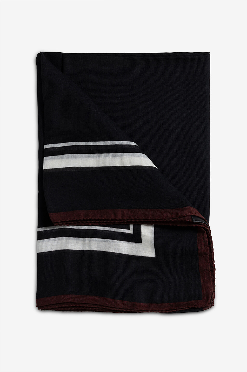 SAINT LAURENT PARIS Grand foulard carré en modal et cachemire Leo Cassandre Femme NOIR 2