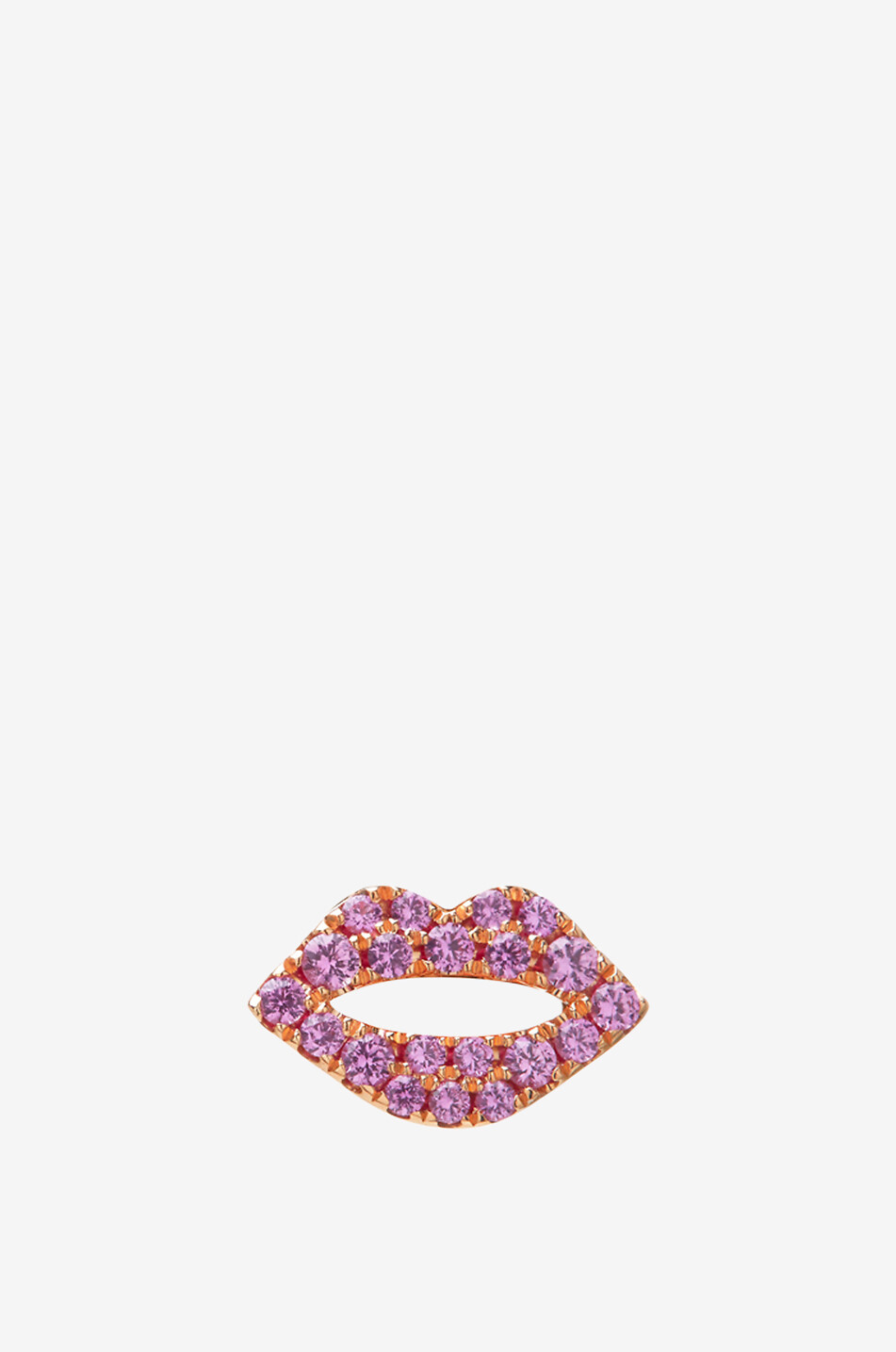 Scarlett's Pink Sapphire Kiss single pink gold stud earring
