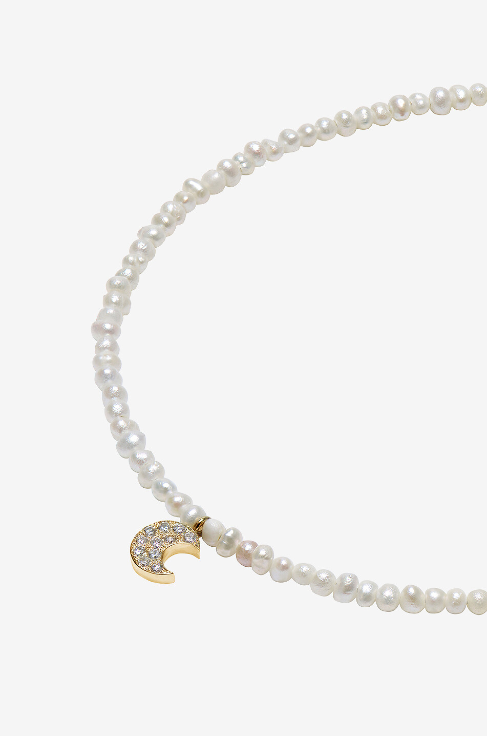 ROXANNE FIRST Collier de perles à pendentif lune en or et diamants Baby Potato Femme BLANC CASSE 2