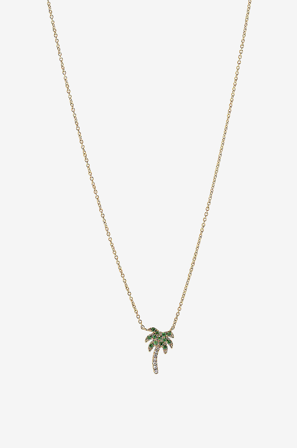 Collier en or jaune Mini Diamond & Garnet Palm Tree