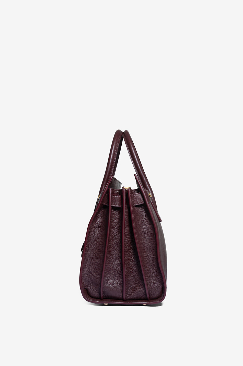 SAINT LAURENT PARIS Sac à main en cuir grainé Sac de Jour Small Femme ROUGE FONCÉ 4
