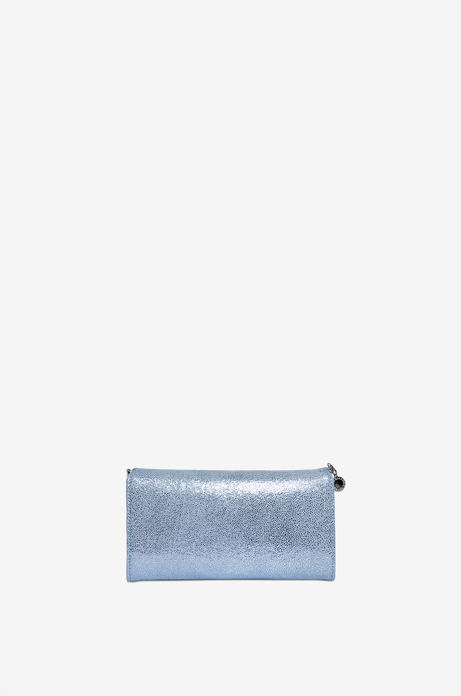 STELLA McCARTNEY Portefeuille long à rabat en daim synthétique métallisé Falabella Femme BLEU 2