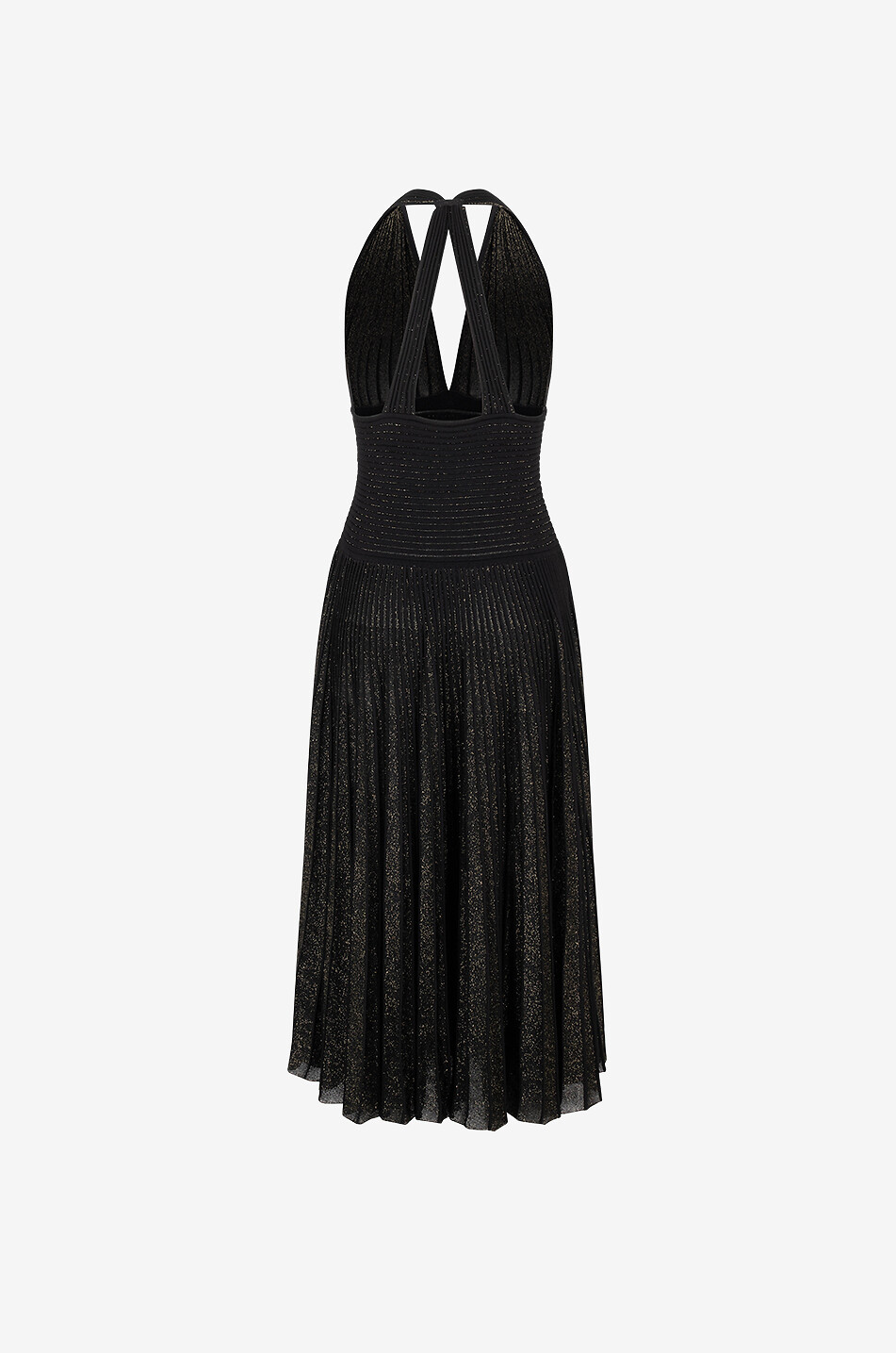 ANTONINO VALENTI Midikleid aus geripptem Lurex-Strick Faial Damen SCHWARZ 2